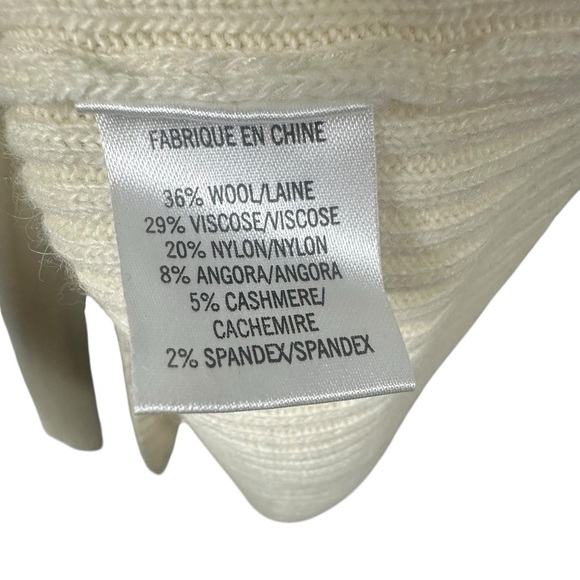 Theory Womens XL Ivory V-Neck Sweater Wool Angora Cashmere Blend Minimalist - Picture 3 of 11